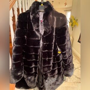 Vince Camuto Black Teddy Faux fur coat